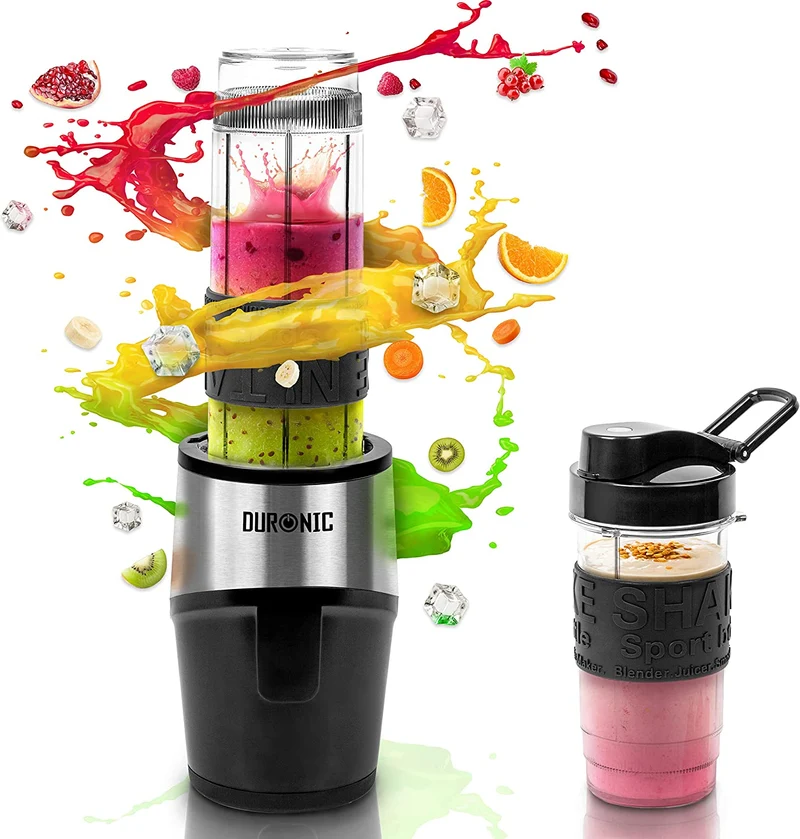 Duronic BL520 Blender, Mixer und Smoothie Maker, Standmixer für beste Rezepte, kleiner Hochleistungsmixer mit 23000 U/min und 500 Watt, Küchenmixer mit 2 Trinkflaschen BPA frei, Blender für Smoothies